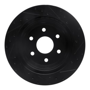 Cadillac Escalade EXT Brake Rotor (1) - Rear Left - R1 Concepts - Drilled & Slotted - Black - `00-`14